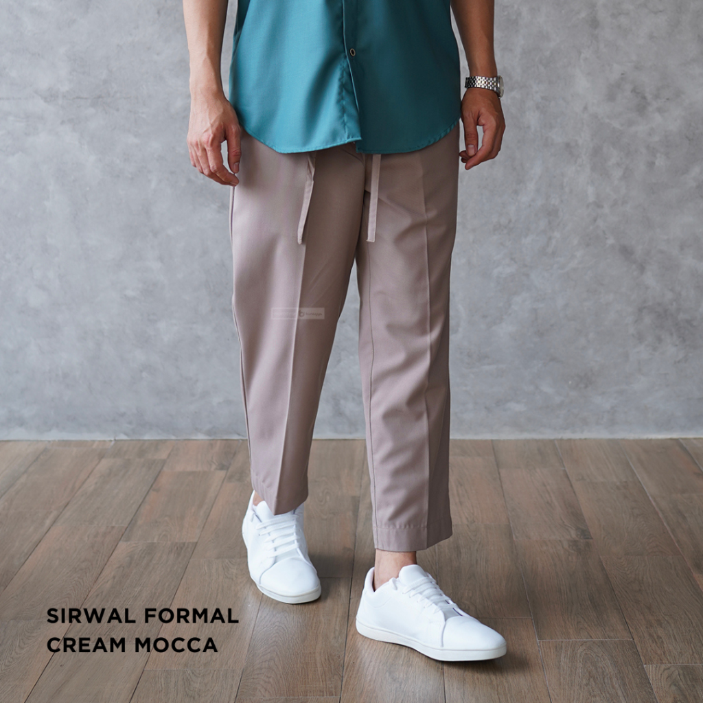 Ankle Pants Formal - Cream Mocca 2A - Zaki sq